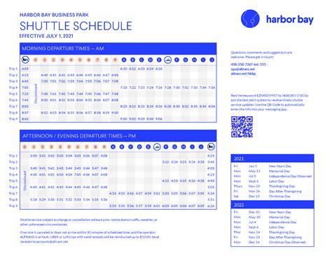 harbor bay shuttle schedule